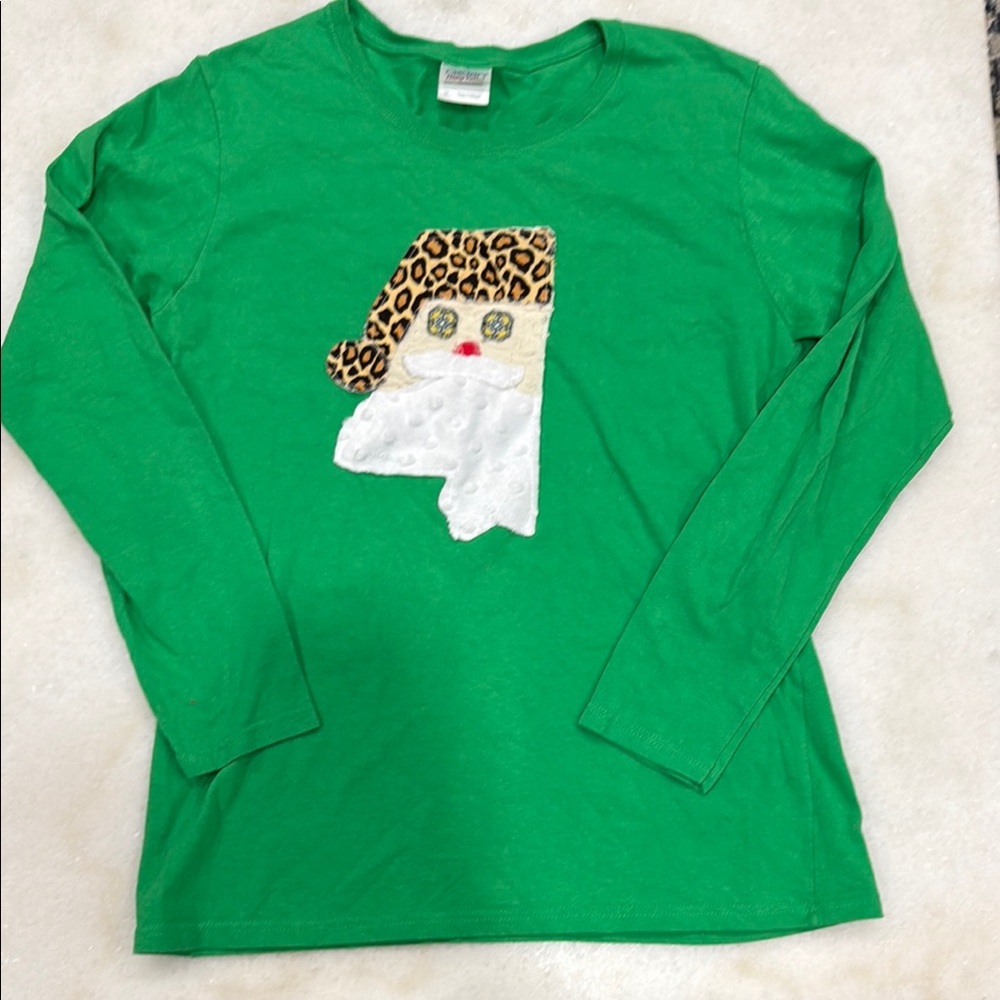 Gildan Green Long Sleeve Tee with Ribbed Cuffs
